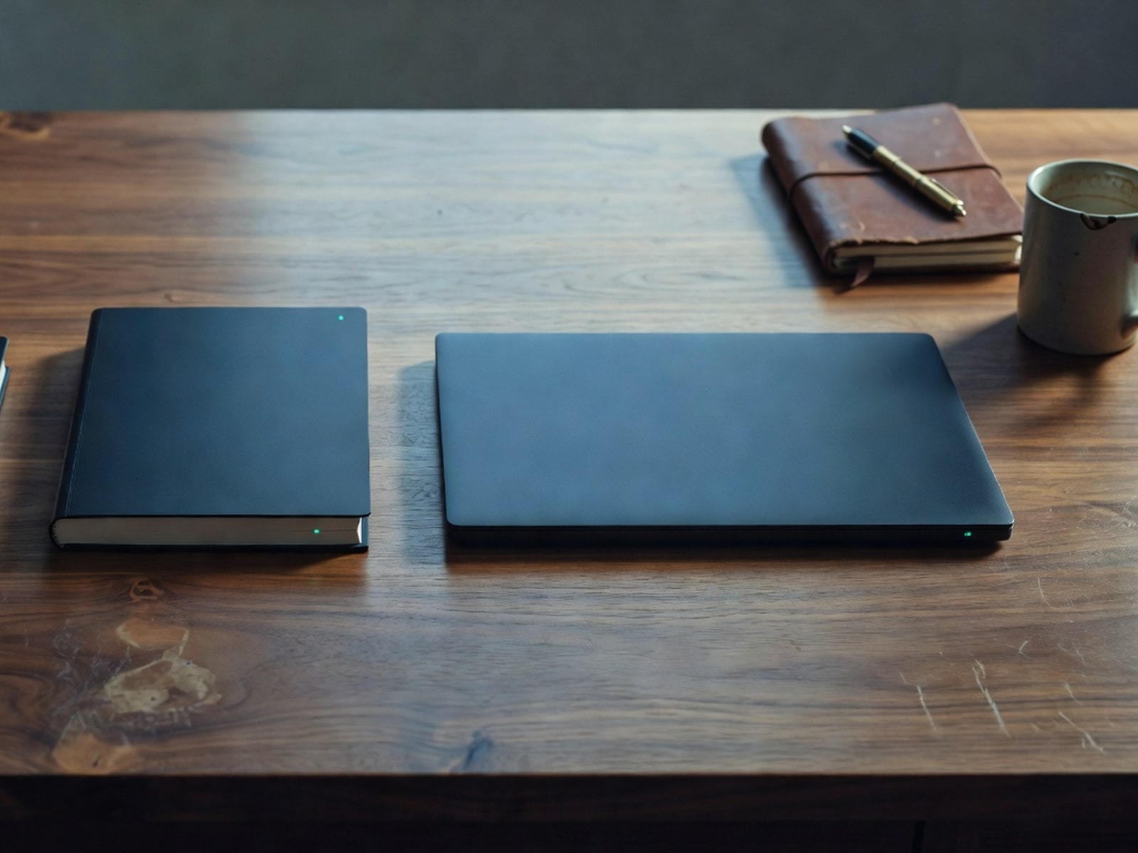 Three matte-black Aetherframe boxes of increasing size on a slate surface.